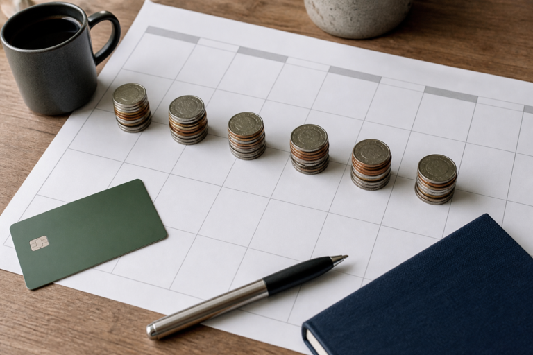 Regular investment contributions arranged across a calendar.