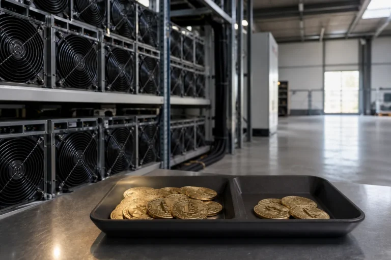 Bitcoin mining equipment and token groups illustrating reduced issuance.