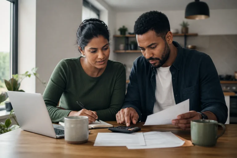 Couple in their thirties preparing a practical long-term retirement plan.